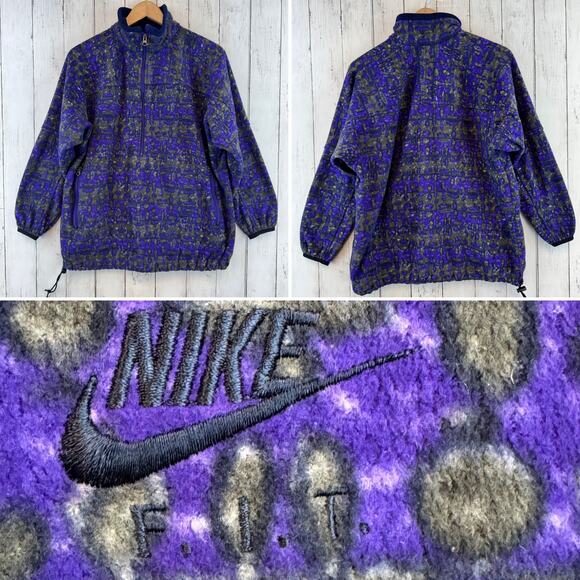 VTG Nike FIT Purple Gray Fleece 1/4 Quarter Zip Pullover F51204 Size 6-8 Medium - Picture 1 of 16